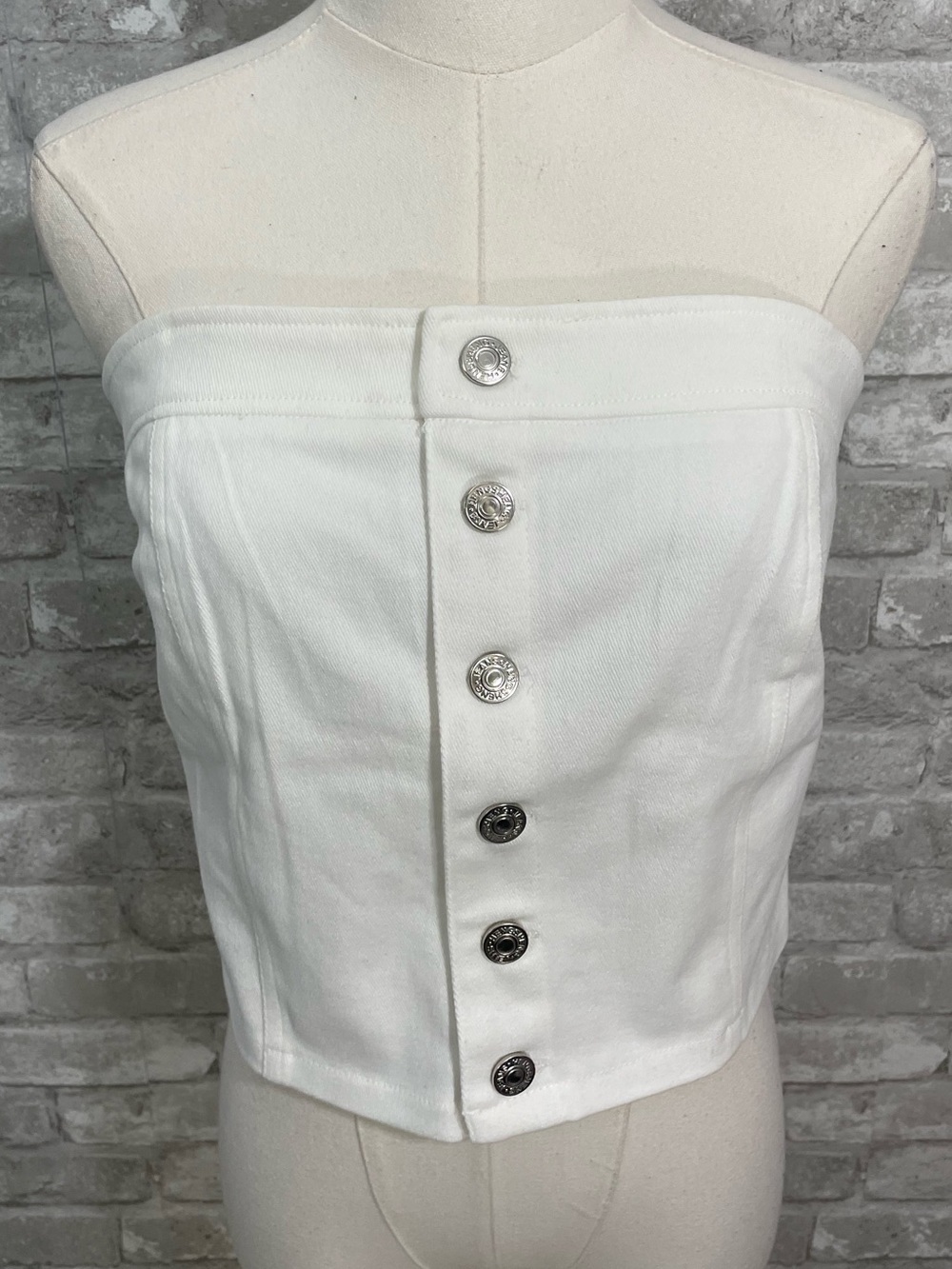 Flying Tomato White Strapless Crop Top